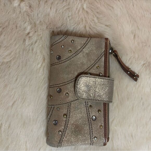 Fossil Gray and Brown Studded Wallet - Picture 6 of 6